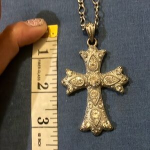 Glamorous cross charm & long necklace.
